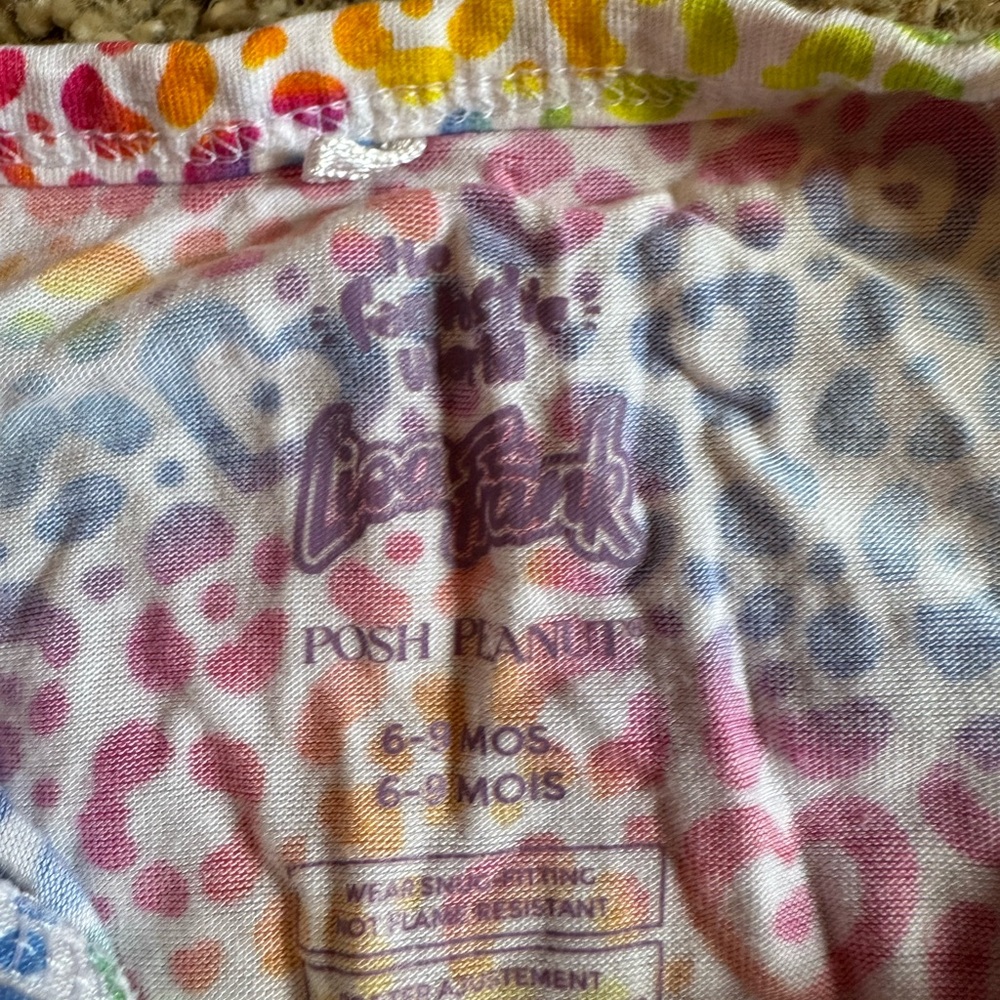 6-9 months Posh Peanut Lisa Frank Leopard Print Footie PJs
